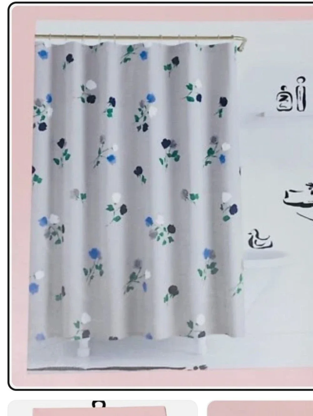 kate spade Grey Fabric Shower Curtain - Floral Print - LIKE NEW